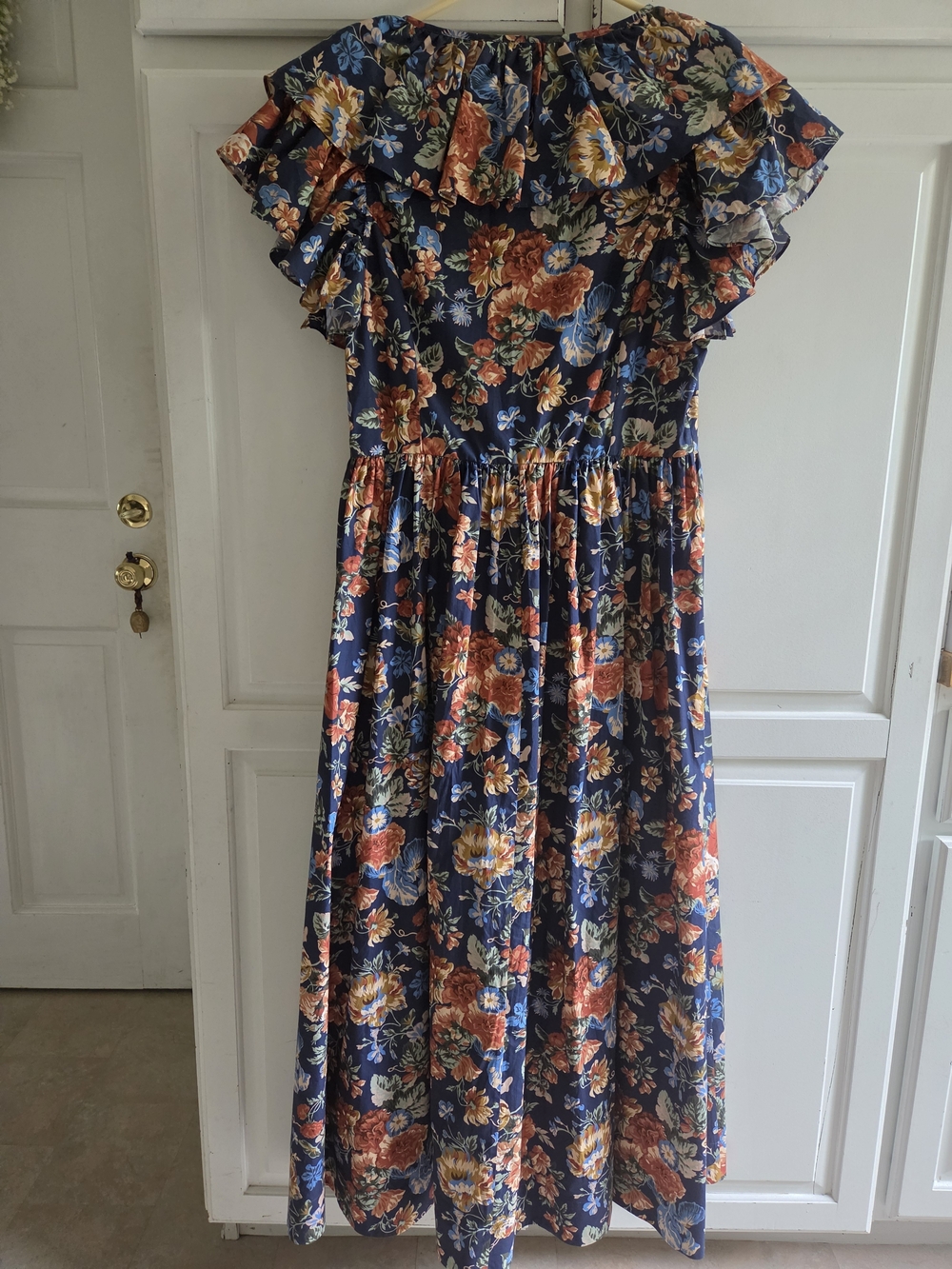 Doen Pecos Indigo Iris Floral Dress L - Picture 4 of 6